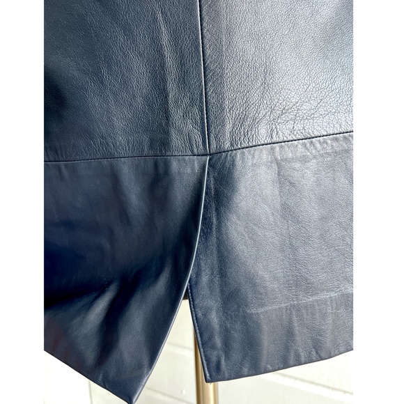 TIBI Soft Genuine Leather Pencil Skirt in Navy Blue - 2 - Picture 6 of 12